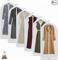 6 Pack Long Garment Bags (24x60") - Dustproof Gown Covers - Durable PEVA Hanging Bags with Sturdy Zipper for Maxi Dresses, Long Coats & Dance Costumes (Translucent)