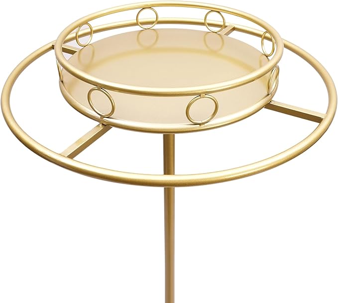 Rotatable Round Garment Rack, Floor Standing Iron clothes Hanging Rack with Topper, Suitable for Large Shopping Malls Retail, Clothes Boutique Display Laundry Rooms Multi-Purpose Hanging (Gold)
