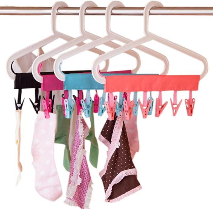 Foldable Plastic Travel Underwear Socks Bathroom Home Closet Clothes Hanger 2Pcs Pack