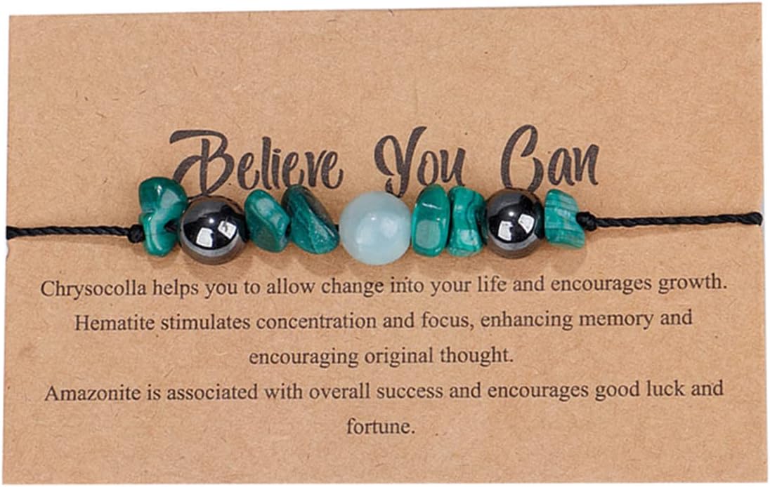 Chakra Gravel Beaded Bracelet with Wish Card for Women Men Adjustable Braide String Spiritual Crystal Stone Bracelet Yoga Meditation Anxiety Relief Jewelry Birthday Gift