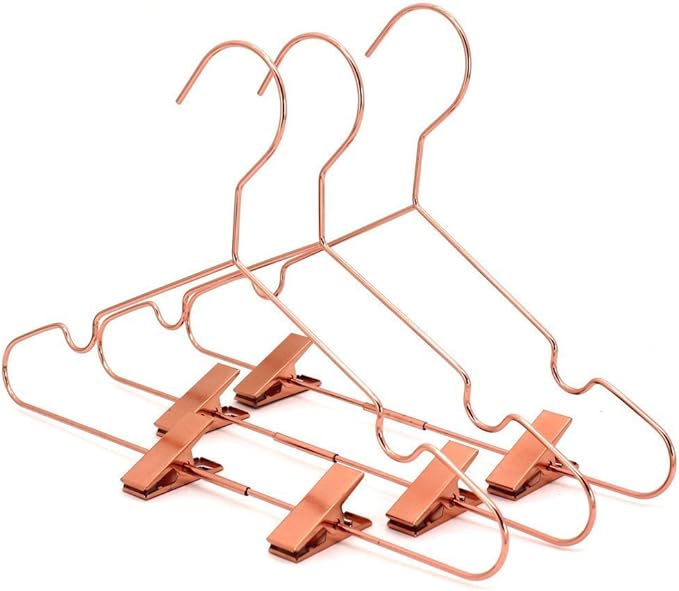 10Pack Koobay 13" Rose Copper Gold Shiny Metal Wire Top Clothes Hangers With Clips for Shirts Coat Storage & Display