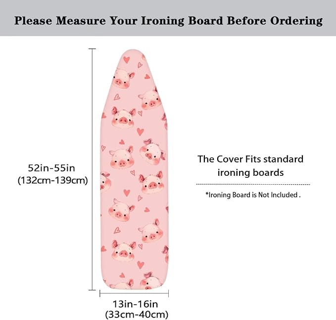 Cute Pigs Replacement Heat Reflective Iron Pad Covers Standard Boards Non Stick Scorch Stain Resistant Fabric 15 x 54 Inch Ironing Board Cover Easy to Install