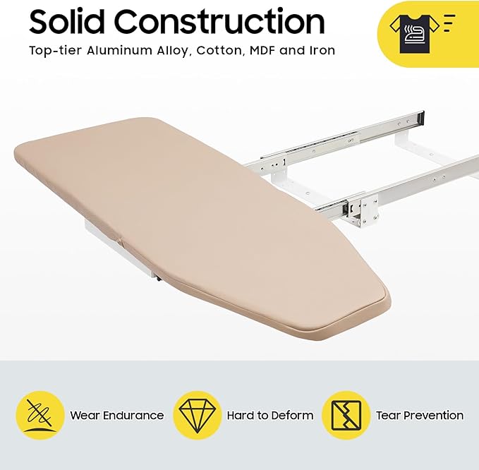 Retractable Ironing Board, 180° Rotation Foldable Ironing Board Closet Sliding Out Swivel Iron Boards Mounted Pull Out Iron Folding Boards with Cloth Cover for Bedrooms Checkrooms Sewing Rooms