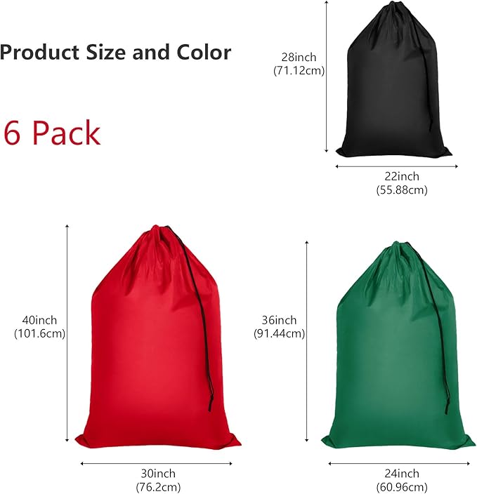 Shappy 6 Pcs Heavy Duty Large Laundry Bags Travel Nylon Laundry Bag with Drawstring 30 x 40, 24 x 36 inch, 22 x 28 inch Machine Washable Dirty Clothes Organizer Easy Fit a Hamper Basket