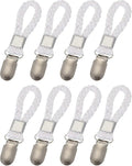 uxcell 8 Pcs Tea Towel Clips with Cotton Loop for Hanging, 4.3 Inch Metal Towel Hooks Multipurpose Cloth Hangers for Home Kitchen Bathroom, White