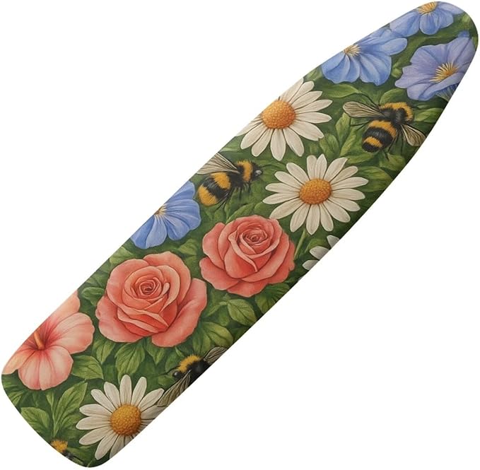 Rose Ironing Board Cover Non Stick Scorch Ironing Board Cover and Pad Standard Size 15x54 Inch Scorch Resistant Pressing Cloth for Iron