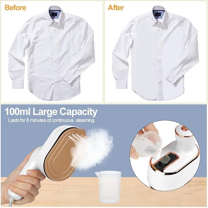 Mini Steam Iron for Clothes, Travel Steamer for Clothes Portable, Micro Steam Iron Mini Handheld Steamer Support Dry And Wet Ironing for Home Travel (White) (Off-white)