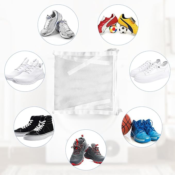 Shoe Drying Bag, Reusable Sneaker Drying Mesh Bags, Laundry Bag with Zipper Strap for Washing Machine, Shoes, Clothing, for Most Dryers Door(COLOR:white)