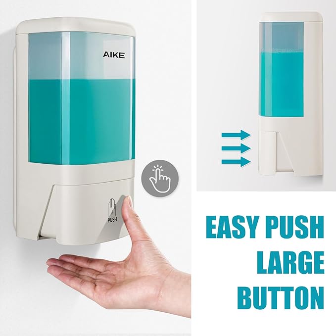 AIKE Wall Mount Liquid Soap Dispenser for Commercial Bathrooms,Offices,Restaurants 40 oz Large Capacity AK1007,White