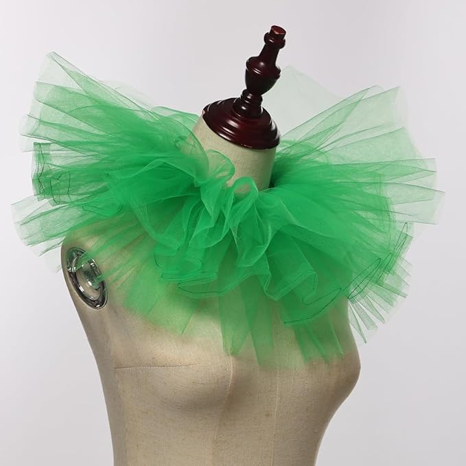 BLESSUME Victorian Retro Mesh Neck Ruff Ruffle Collar Layered Clown Neck Collar