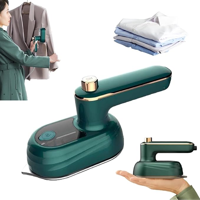 Steam Iron, Portable Steamer for Clothes Travel, Household Handheld Portable Garment Steamer, Travel Size Clothes Steamers, Handheld Portable Iron, Rapid Heating (Green)