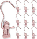 Hangers Clips,Stainless Hooks for Closet Hooks,Heavy Duty Clothespins Laundry Hanging Hooks,Travel Portable Clothes,Boot Tall Towel Hats Socks Pants and Bras (10, Rose Gold)