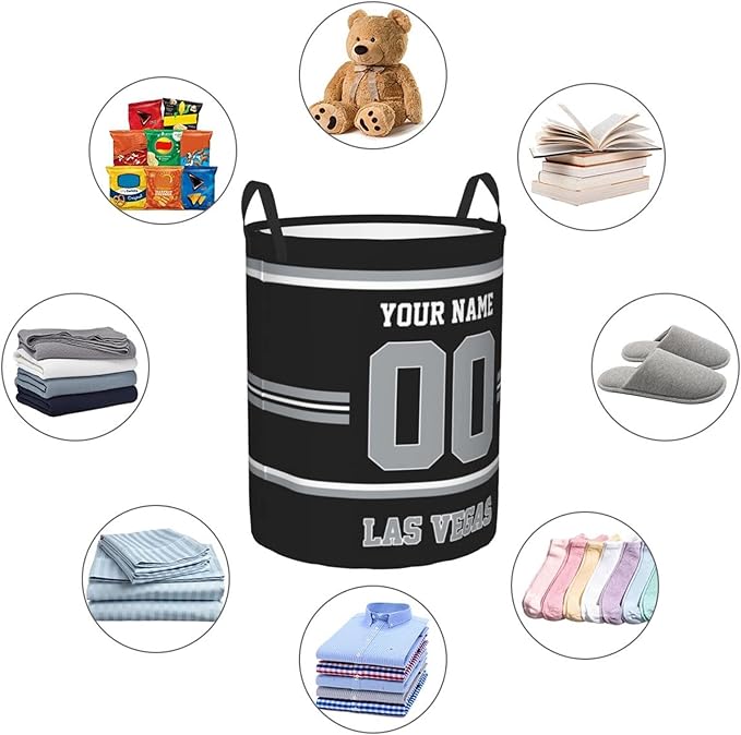 Custom Las Vegas Laundry Hamper Personalized Laundry Basket Customized Name And Number Collapsible Storage Basket for Bedroom Bathroom Living Room Gifts