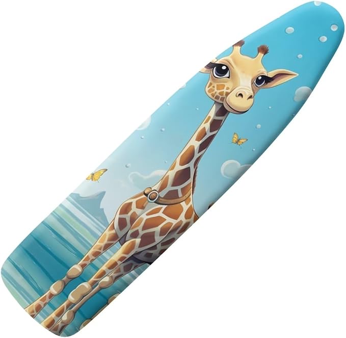 Flashideas Cute Giraffe Ironing Board Cover and Pad Standard Size Ironing Board Cover and Pad Ventilate Extra Wide Ironing Pad for Table Modern Design
