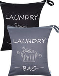 babygoal Travel Laundry Bags 2 Pack, Ideal for Travel, Gym and Swimming-Washable Waterproof Wet Dry Bags for Dirty Clothes, Bathing Suits and Swimsuits(Black & Grey)