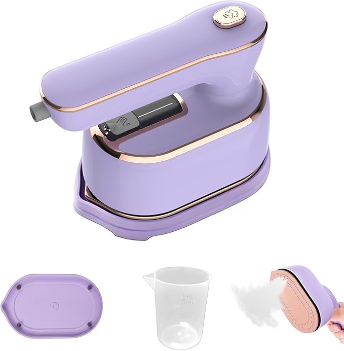 Portable Handheld Steamer for Clothes, 2-in-1 Ironing & Steaming,180° Rotatable Multi-Directional, Mini Travel Steamer,suitable for clothing of suitable sizes/thickness for Dorm Room, Purple