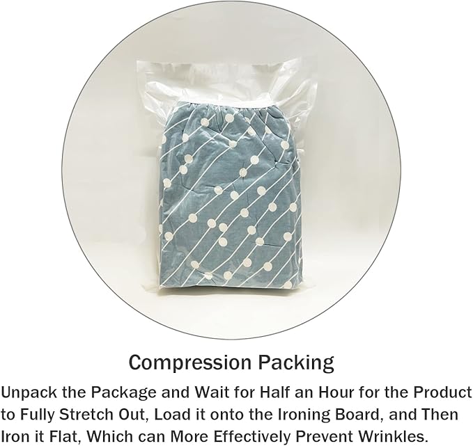 Ironing Board Cover and Pad Standard Size 15" x 54",3 Pairs of Hook and Loop Fastener Straps,Elastic Edges,Cotton Iron Board Cover with Scorch Resistant Thick Padding(White Circle)