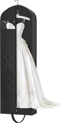 KEETDY 72" Wedding Dress Garment Bag for Travel with 4" Gusseted Long Hanging Dress Bags for Gowns for Women Garment Cover Clothes Storage for Closet, Black