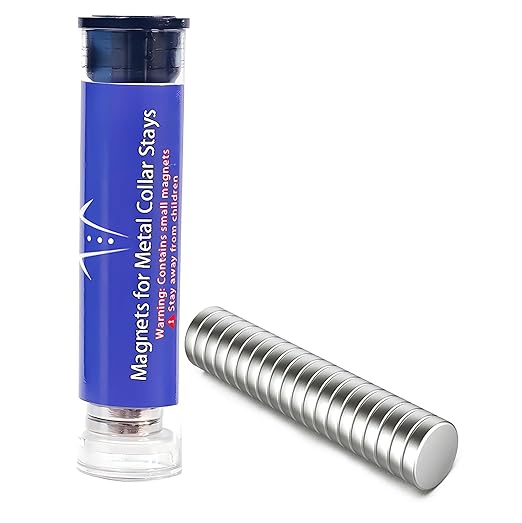 Magnets for Metal Collar Stay, N42 Strong Magnetic Collar Holders Replacement, Packed in Mini Round Tube, 20Pcs (0.4 * 0.08”/10 * 2mm)
