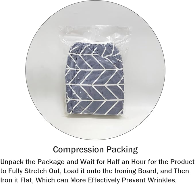 Ironing Board Cover and Pad Standard Size 15 x 54,3 Pairs of Hook and Loop Fastener Straps,Elastic Edges,Cotton Iron Board Cover with Scorch Resistant Thick Padding (Pattern H)