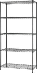 5-Tier Heavy Duty Wire Shelving Unit for Garage & Kitchen Adjustable Metal Shelf, 1250 LBS Wire Rack, Garage Shelving, Pantry Organizer, Storage Shelves, Utility Shelf, Black, 36W x 14D x 72H