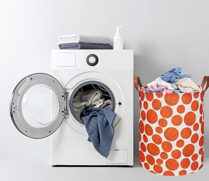 Kids Laundry Hamper,Baseball laundry Basket,Baby Boy Nursery Hamper,Waterproof Storage Bin for Bedroom,Clothes Organizer Basket,Toys Box,Room Decor(Basketball)