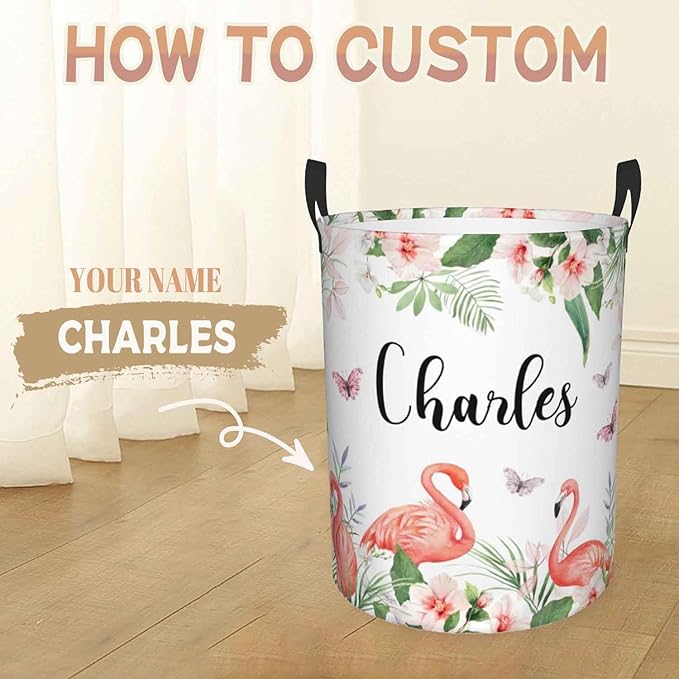 Custom Name Laundry Basket, Personalized Collapsible Laundry Hamper with Name for Bathroom Bedrooms, Customized Dirty Clothes Hamper Storage Basket Gifts for Kids Boys Girls Baby Men Women