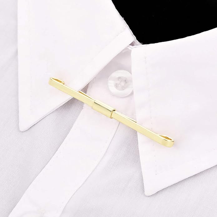 3PCS Shirt Collar Clips Necktie Tie Clips Clip-on Collar Bars Gold Silver Black Metal Cravat Clips Collar Pin Accessories for Men