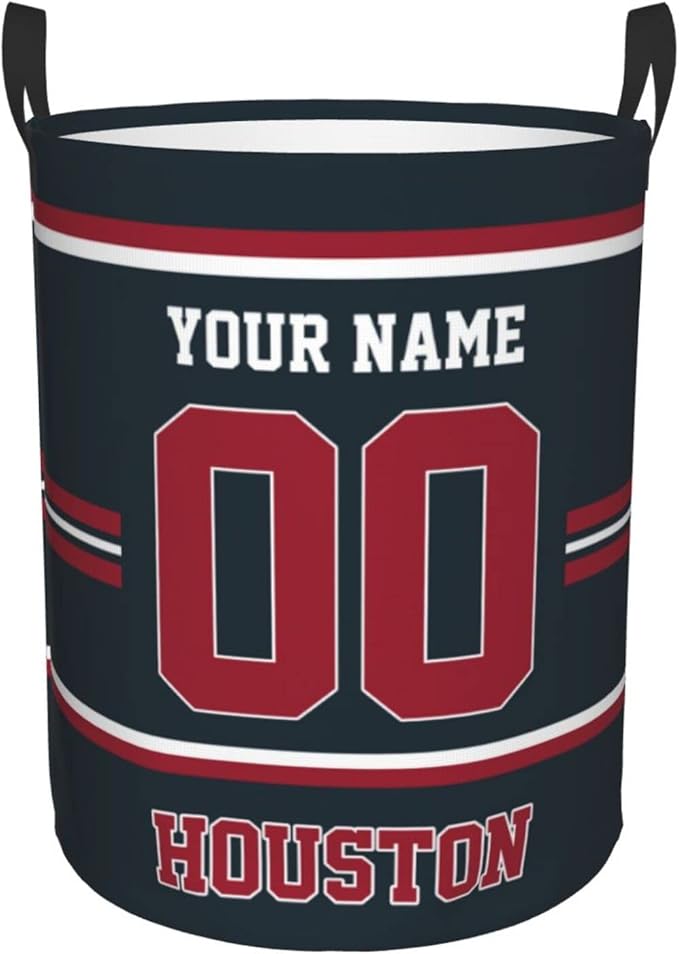 Custom Houston Laundry Hamper Personalized Laundry Basket Customized Name And Number Collapsible Storage Basket for Bedroom Bathroom Living Room Gifts