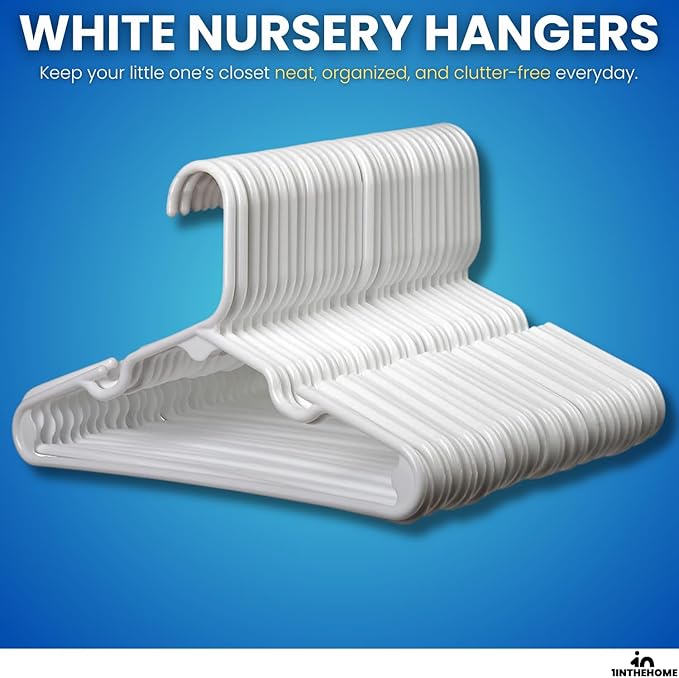 White Nursery Hangers 30 Pack for Baby, Toddler, Kids, Children (30 Pack)