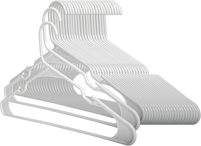 Standard Plastic Hangers, Everyday Tubular Clothes Hangers, Hanger (30 Pack)