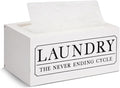 Farmlyn Creek Wood Dryer Sheet Holder - Farmhouse Laundry Pod Holder & Dryer Sheet Box Cover - Hinged Lid Organizer Box - Room Decor & Laundry Room Organization - White, 8 x 5 x 4 in, 120 Count