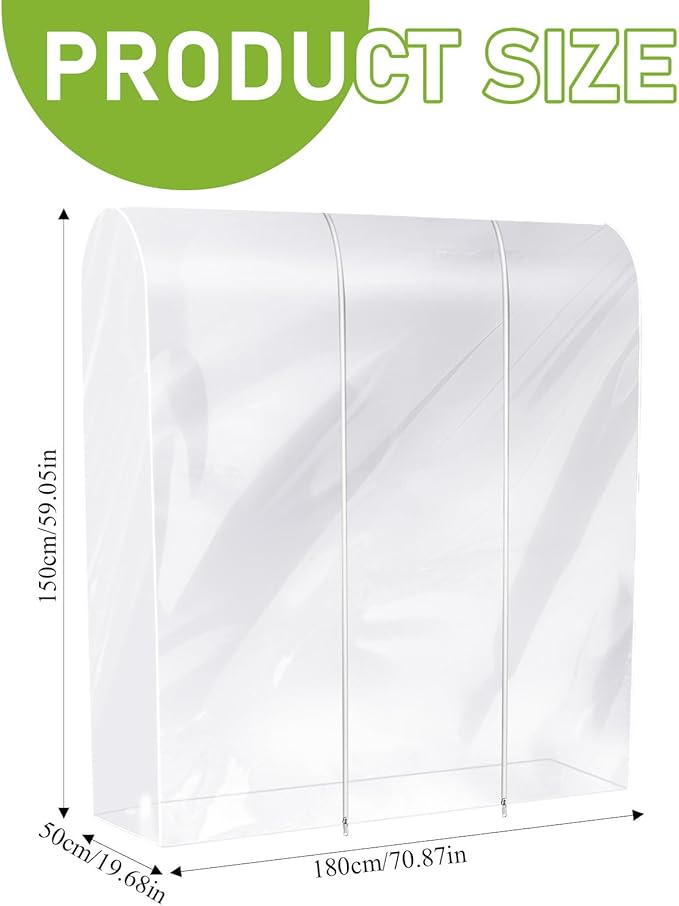 simarro 6Ft Clear Clothes Rack Cover, 71"L x 20" W x 60"H Garment Rack Cover With 2 Durable Zipper Waterproof Protectors for Garment Rack(Rack Not Included)