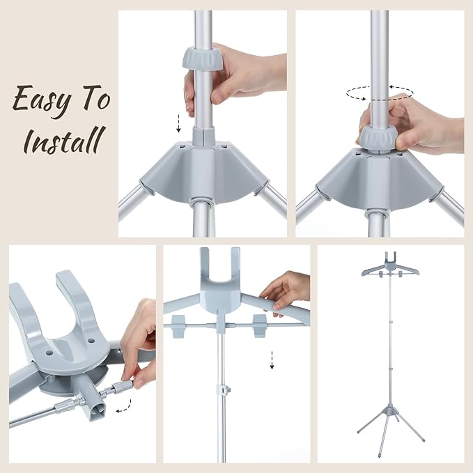 Adjustable Garment Steamer Rack with Garment Ironing Glove, Portable Foldable Clothes Steamer Stand Hanger Handheld Hanging Ironing Stand for Dresses Pants Shirts (32-63 Inch)