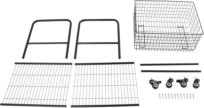 Rolling Laundry Basket on Wheels, 3-Tier Garment Storage Cart, Metal Wire Laundry Hamper Cart for Laundry Room, Bathroom, Bedroom (Black)