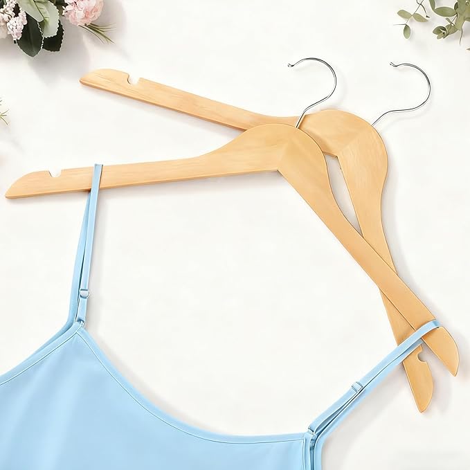 30 Pack Wooden Hangers, Solid Wood Coat Hanger with 360 Swivel Hook, Smooth Finish 17.5 Inch Clothes Hanger with Shoulder Groove for Shirts, Pants, Suits, Jackets, Dresses, Sweaters, Natural