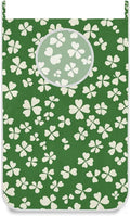 St. Patrick's Day Clovers Green Door Hanging Laundry Hamper Bag with Free Adjustable Stainless Steel Hooks Dirty Clothes Hamper Extra Large Over the Door Laundry Hamper 29.5X20inch 1 PCS