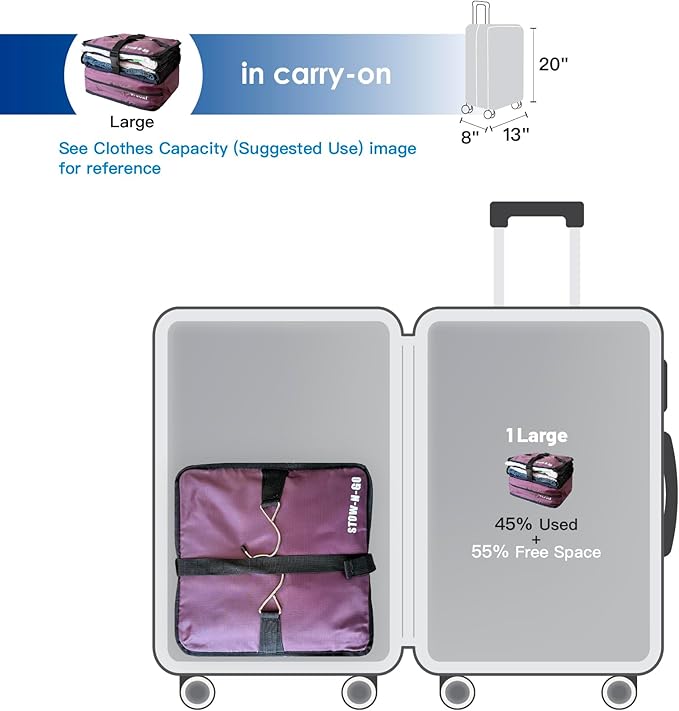 Grand Fusion Stow-N-Go Packing Organizer for Luggage, Portable Hanging Travel Shelves, Carry-On Closet, Hanging Packing Cubes, Collapsible Carry-On Organizer for Cruises & Hotels Burgundy - L