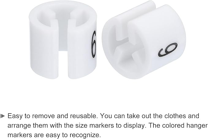 MECCANIXITY Clothes Hanger Marker Colored Hanger Sizer Garment Markers Tag (Number 6, White) for Garment Clothing Color Coding, Pack of 100 Pcs