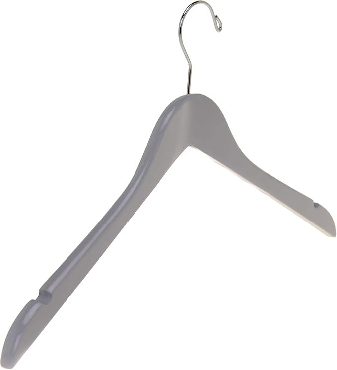 Quality Semi Curved Wooden Suit Hangers, 10-Pack Smooth Finish Solid Wood Coat Hanger with Swivel Hook, Jacket, Pant, Dress Clothes Hangers (Gray, 10)