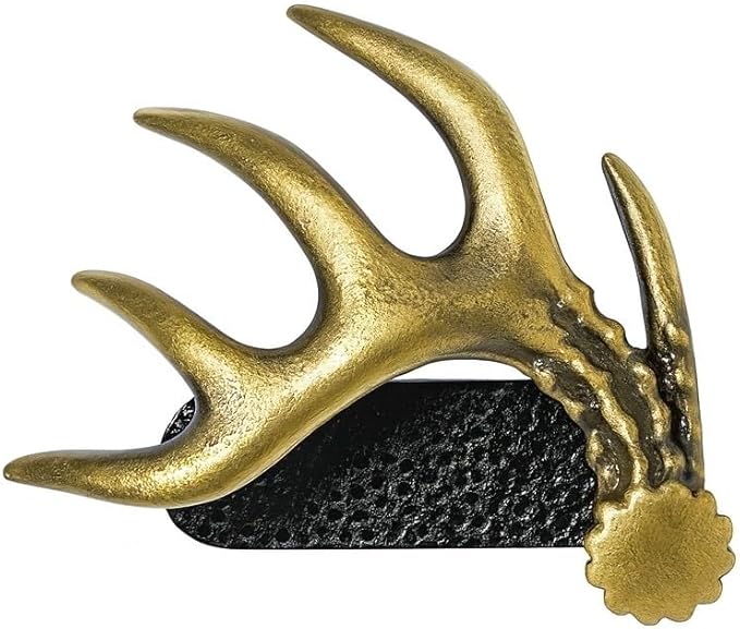 Fisken Hat Clip for Hunters - Brass Brim Clip, 10-Point Buck Antler Design - Squeeze On Any Hat - Durable & Stylish - Perfect Hunting Gift for Men & Women - USA Designed by Bow Hunter