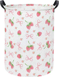 Baby Laundry Hamper kids laundry Basket Waterproof Storage Bin for Bedroom Toy Clothes Organizer Basket Woodland Animals Room Décor(Bowknot Strawberry)
