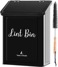 SUBEKYU Metal Magnetic Lint Bin for Laundry Room, Wall Mounted Lint Box Holder Trash Can with Lid for Dryer, Black