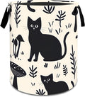 Cute Cat Laundry Basket,Dirty Clothes Hamper,Black Kitten and Mushroom Storage Bin,Pet Lovers Gifts,Foldable Waterproof Oxford Cloth Baskets for Bathroom,Bedroom,Home Decoration(19.7" x 15.8")