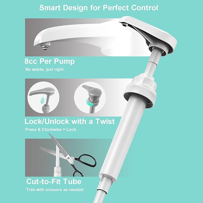 Universal Gallon Pump Dispenser for Gallon Jugs, Shampoo Pump for Conditioner Laundry Detergent Liquid, Fits 1 L / 33.8 oz Bottles, 38/400 Neck Size, 2 Pack