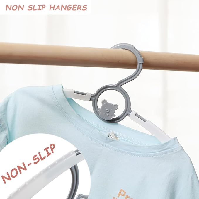 Baby Hangers for Nursery Closet 80 Pack Plastic Kids Clothes Hanger Space Saving Non Slip Extendable Toddler 11-14” Adjustable Hangers Heavy Duty Clothing Infant Hanger Bulk, Grey