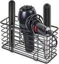 YCOCO Hair Dryer Holder - Wall Mount Metal Wire Organizer for Bathroom Hair Care Tools, Styling Tool Storage Basket for Dryers, Flat Irons, Curling Wands, Straighteners, Black