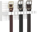 Belt Organizer for Closet, Belt Hanger Wall Mounts to Hold 9 Belts without Slipping, Space Saving Belt Rack for Closet Organization includes Mounting Hardware (11.8” x 5.5” x 2.5”) (White)