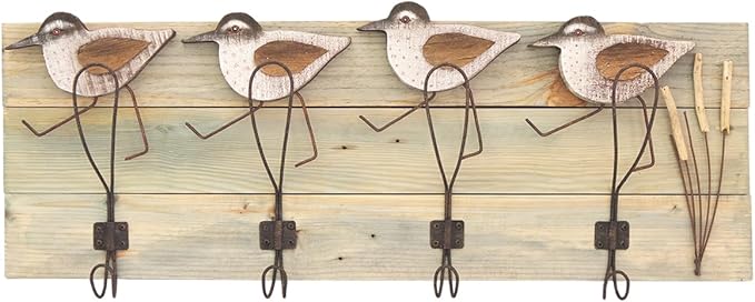 BLACK FOREST DECOR Sandpiper Coat Rack, Wood, Decorative Accent, 30" W x 4" D x 10" H