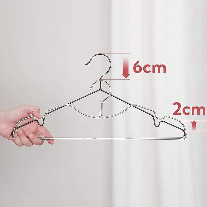 Metal Clothes Hanger, Ultra Slim & Short Neck Hanger,Space Saving Durable Non-Slip Felt Hangers, Closet Organizer (Silver)